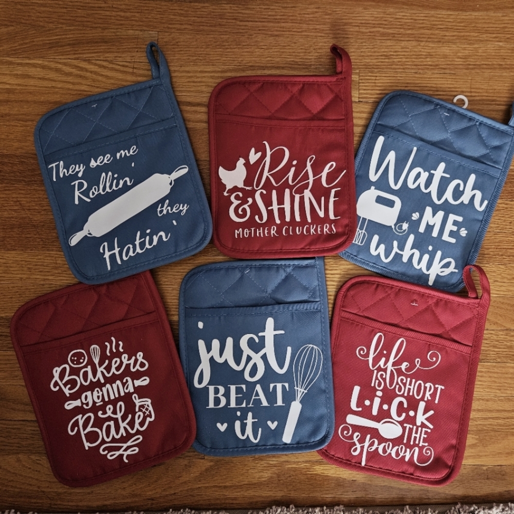 Handmade Farmhouse Pot Holders, Cute and Funny Sayings